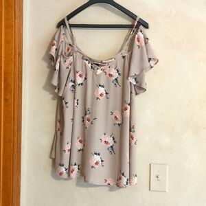 Torrid tan floral print off the shoulder blouse